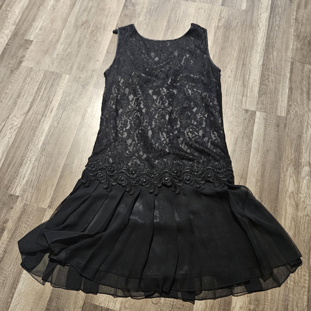 Elegant Black Lace Dress, Size 12 20's Vibe.